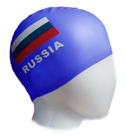 Шапочка для плавания RUSSIA синяя Шапочка для плавания RUSSIA синяя
