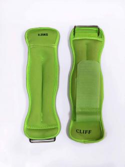 Утяжелители на руки Cliff 0,5 кг (песок) (2*0,25) салатовые Утяжелители на руки Cliff 0,5 кг (песок) (2*0,25) салатовые