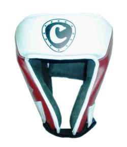 Шлем боксерский CLIFF открытый с верхом (кожа) т/красно-белый