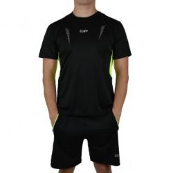 Форма спортивная CLIFF 3001 черно-салатовая (футболка + шорты)