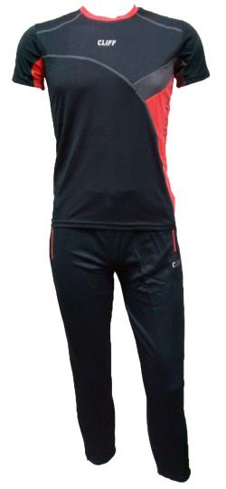 Форма спортивная CLIFF 132B черная (футболка + брюки)